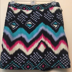 Lined flame stitch print skirt